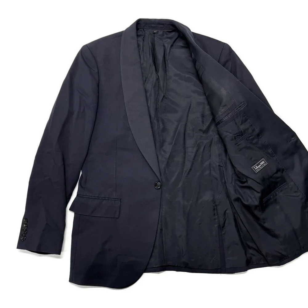 J Crew Ludlow Slim Fit Black Shawl Collar Tuxedo Italian Wool Mens 39R Navy Blue